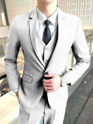 Plus91 3 Piece Suit Solid Men Suit