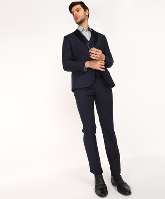 LOUIS PHILIPPE Three Piece Suit Solid Men Suit