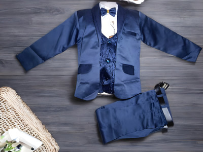 shri balaji taxtyle kids suit 3pic parywear Self Design Boys Suit
