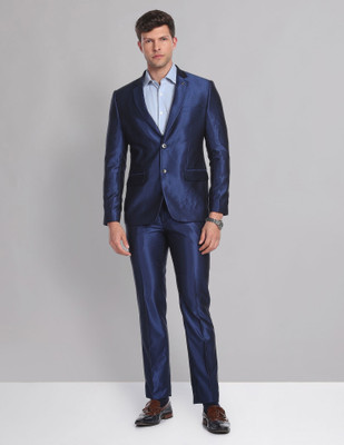 AD by Arvind Single breasted with two-button closure Solid Men Suit