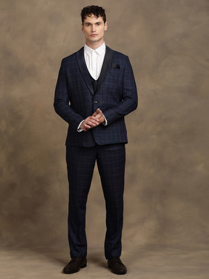 TURTLE 3 Piece Suit Checkered Men Suit