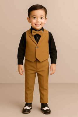 Paryushnam Boys Party(Festive) Waistcoat Shirt, Pant(YELLOW)