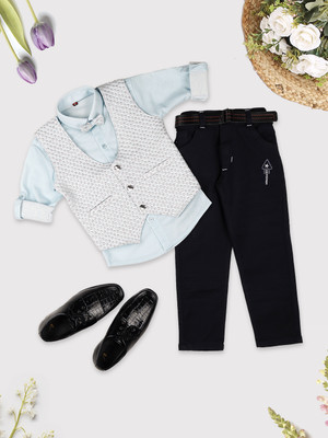PROVOGUE 3 PCS SUIT SET Self Design Boys Suit