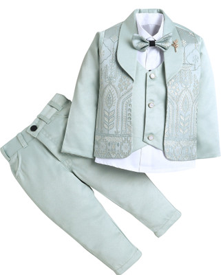Fourfolds 3 Piece Jacquard Woven Boys Suit
