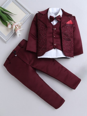 Fourfolds 3-Piece Embroidered Boys Suit