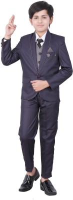 Fourfolds 5 PIECE COAT SUIT Self Design Boys Suit