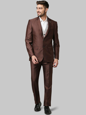 Raymond 3PC SB 2BTN C&S NTCH CLR W/C TIE-CONT FT Solid Men Suit