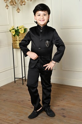 BT DEZINES Jodhpuri Satin Suit Set Solid Boys Suit