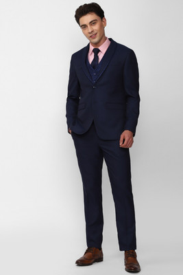 PETER ENGLAND Single Breasted - 2 button Solid Men Suit