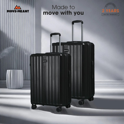 MOVE-MEANT Number Lock Poly Carbonate Cabin 55 Cm & Medium 66 Cm Suitcase Cabin & Check-in Set 8 Wheels - 24 inch