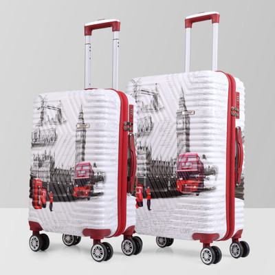 Kandel London Hard Sided ABS and PC 4 Wheel Spinners, Unbreakable Bag with Combi Lock Cabin & Check-in Set 8 Wheels - 26 inch