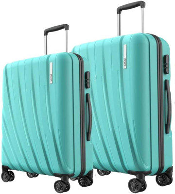 nasagency SAFARI LANCER PLUS TROLLEY 2PS Cyan Expandable  Cabin & Check-in Set 8 Wheels - 30 inch
