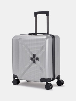 SWISS MILITARY Hard Top Silver Laptop Overnighter Trolley Bag Overnighter & Briefcase 8 Wheels - 18 inch