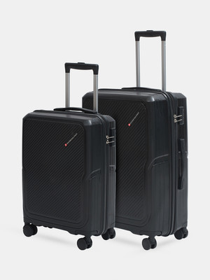 SWISS MILITARY Calvin (Small & Large) Hard Luggage Trolley, 360° Rotating Wheels Cabin & Check-in Set 8 Wheels - 28 inch