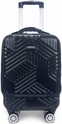 Carriall Trail 20 Inch Black PC Hard Sided Cabin Suitcase with Built in Weight Scale Cabin Suitcase 8 Wheels - 20 inch