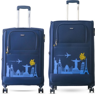 Timus Salsa Plus 68cm,78cm -Soft Luggage Trolley Bags Combo Set 2 Soft Spinner Wheels Expandable  Check-in Suitcase 8 Wheels - 30 inch