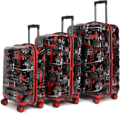 Uppercase Plus Hard Trolley Luggage Set of 3(S+M+L) TSA Lock Cabin & Check-in Set 8 Wheels - 28 Inch
