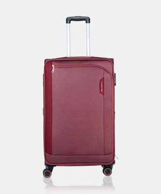 NASHER MILES Dallas Expander Soft-Sided Polyester Check-in Luggage Dark Maroon 24 inch |65cm Trolley Bag Expandable  Check-in Suitcase 4 Wheels - 24 inch