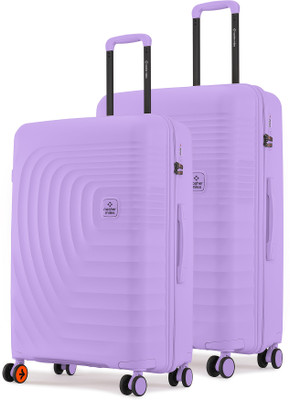 NASHER MILES Hard-Sided Polypropylene Luggage Set of 2 Purple Trolley Bag(65 & 75 cm) Check-in Suitcase 8 Wheels - 28 inch