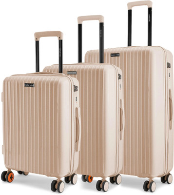 NASHER MILES Pondicherry Hardside Polypropylene Peach Trolley (55, 65 & 75 cm) Cabin & Check-in Set 8 Wheels - 28 inch