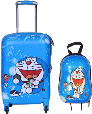 D Paradise Kids 16 inches Doraemon print Girl's Boy's suitcase/ trolley bag & 13 inche bag Cabin Suitcase 4 Wheels - 16 inch