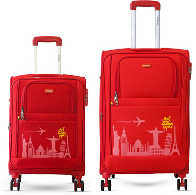 Timus Salsa Plus 58cm&68 cm-Soft Luggage Trolley Bags Combo Set 2 Soft Spinner Wheels Expandable  Cabin & Check-in Set 8 Wheels - 28 inch