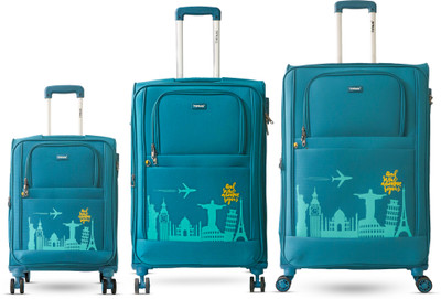 Timus Salsa Plus 58cm,68cm,78cm -Soft Luggage Trolley Bags Combo Set 3 Expandable  Cabin & Check-in Set 8 Wheels - 30 inch