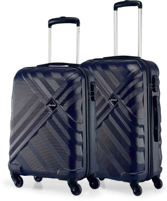Stony Brook by Nasher Miles Crystal Hard-Sided Polycarbonate Luggage Set of 2 Navy Blue Trolley Bag(55&65cm) Cabin & Check-in Set 4 Wheels - 24 inch