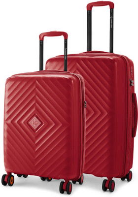 NASHER MILES Antwerp Expander Hardside Polypropylene Maroon Trolley Bag(55&65Cm) Expandable  Cabin & Check-in Set 8 Wheels - 24 inch