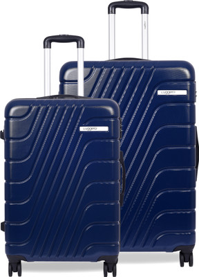 Luggero ETERNAL Light-Weight & Durable Polycarbonate DEEP BLUE - (L+M) Check-in Suitcase 8 Wheels - 28 inch