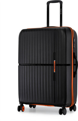 NASHER MILES Springfield Hard-Sided Polypropylene Luggage Black 75cm Trolley Bag Check-in Suitcase 8 Wheels - 28 inch