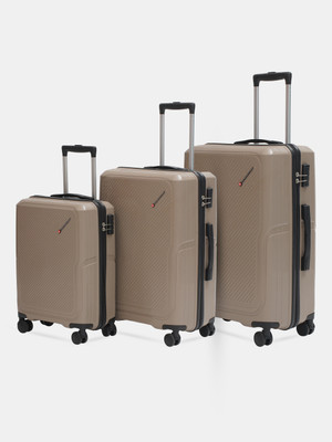 SWISS MILITARY Calvin Hard Luggage Trolley Set Of 3 (55,66 & 76CM), 3-Dial Combination Lock Cabin & Check-in Set 8 Wheels - 28 inch