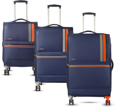 Timus Sportive Soft Luggage 58cm 68cm 78cm Soft Luggage Trolley Bags Combo Set of 3 Expandable  Check-in Suitcase 8 Wheels - 28 inch