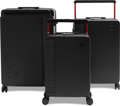 ICON Signature Luggage Set of 3 (Black Orange) Cabin & Check-in Set 8 Wheels - 28 inch
