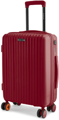 NASHER MILES Pondicherry Hardside Polypropylene Maroon Trolley Cabin Suitcase 8 Wheels - 20 inch