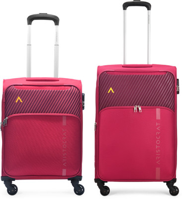 ARISTOCRAT STRIKER 4W STROLLY 55+69 MAROON Expandable  Cabin & Check-in Set 4 Wheels - 27 Inch
