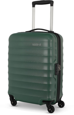 AMERICAN TOURISTER Barcelona 55 cm Hardsided Forest Green Small Cabin Trolley Bag Cabin Suitcase 4 Wheels - 22 Inch