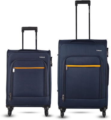 Timus Nexon 58cm 68cm - Soft Luggage Trolley Bags Combo Set 2 Soft Spinner Wheels Cabin & Check-in Set 4 Wheels - 23 inch