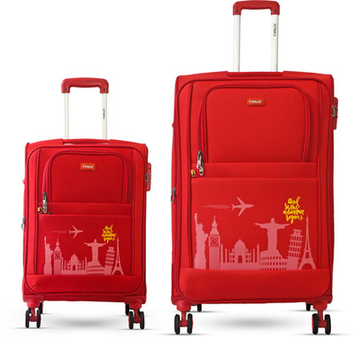 Timus Salsa Plus 58cm,78cm -Soft Luggage Trolley Bags Combo Set 2 Soft Spinner Wheels Expandable  Cabin & Check-in Set 8 Wheels - 30 inch