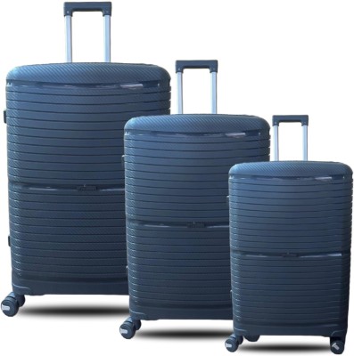 Ventex Premium PP Trolley Bag Set of 3|Anti-Theft Zip|8W Trolley|TSA Lock Expandable  Cabin & Check-in Set 8 Wheels - 28 inch