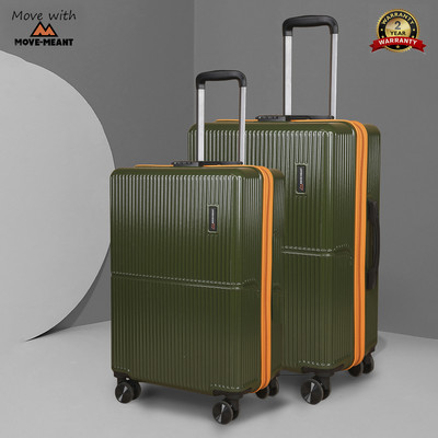 MOVE-MEANT Number Lock Poly Carbonate 360 Degree Wheels Trolly Bag For Men & Women Cabin & Check-in Set 8 Wheels - 24 inch