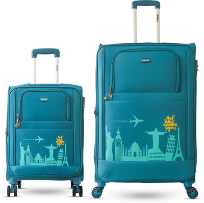 Timus Salsa Plus 58cm,78cm -Soft Luggage Trolley Bags Combo Set 2 Soft Spinner Wheels Expandable  Cabin & Check-in Set 8 Wheels - 30 inch