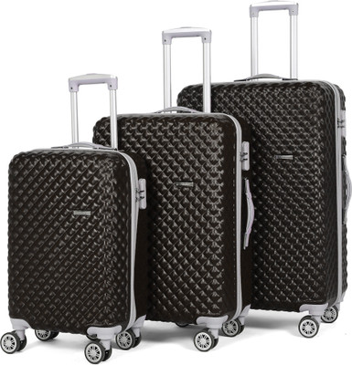 Teakwood Leathers CROWN Set of 3 (Small 55cm | Medium 65cm | Large 75cm) Cabin & Check-in Set 4 Wheels - 28 INCH
