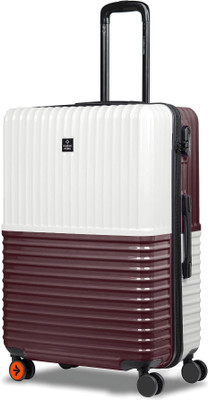 NASHER MILES Hard-Sided ABS and PC Check-In Luggage Cream and Brown 65cm Trolley Bag Check-in Suitcase 8 Wheels - 24 inch