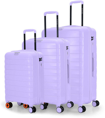 NASHER MILES Vienna Hard-Sided Polypropylene Luggage Set of 3 Purple Trolley Bag(55,65&75cm) Cabin & Check-in Set 8 Wheels - 28 inch