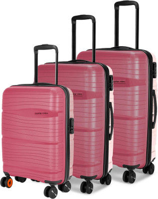 NASHER MILES Nicobar Hard-Sided Dual Tone Luggage Set of 3 Maroon and Brown (55, 65 & 75 cm) Cabin & Check-in Set 8 Wheels - 28 inch