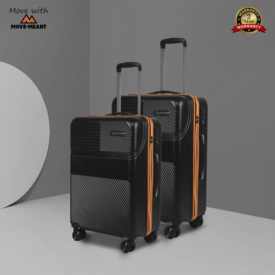 MOVE-MEANT Number Lock Poly Carbonate Cabin 55 Cm & Medium 66 Cm Suitcase Cabin & Check-in Set 8 Wheels - 24 inch