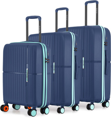 NASHER MILES Springfield Hard-Sided Polypropylene Luggage Set of 3 Trolley Bag for Travel Cabin & Check-in Set 8 Wheels - 28 inch