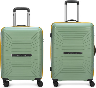 ARISTOCRAT Carnival Pro Set of 2 (Small 55cm Medium 65cm) Suitcase With TSA Lock Cabin & Check-in Set 8 Wheels - 26 Inch