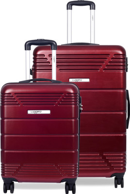 Luggero STAR Light-Weight & Durable Polycarbonate DEEP RED - Set of 2 (L+S) Check-in Suitcase 8 Wheels - 28 inch